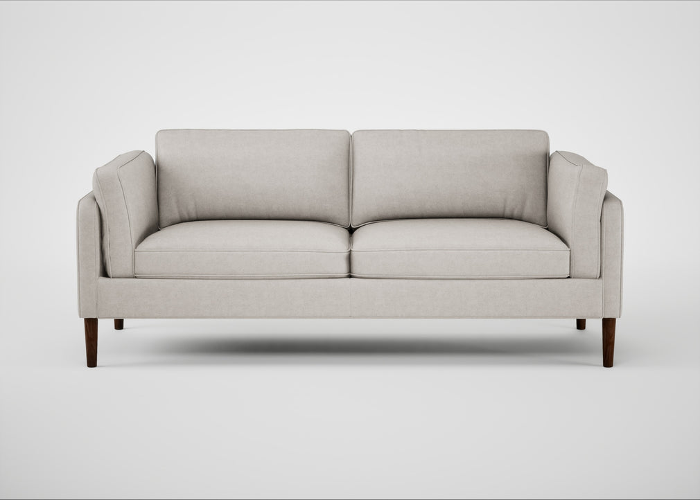 Sonno 3 Seater Sofa Linea Leather White 634 / Walnut