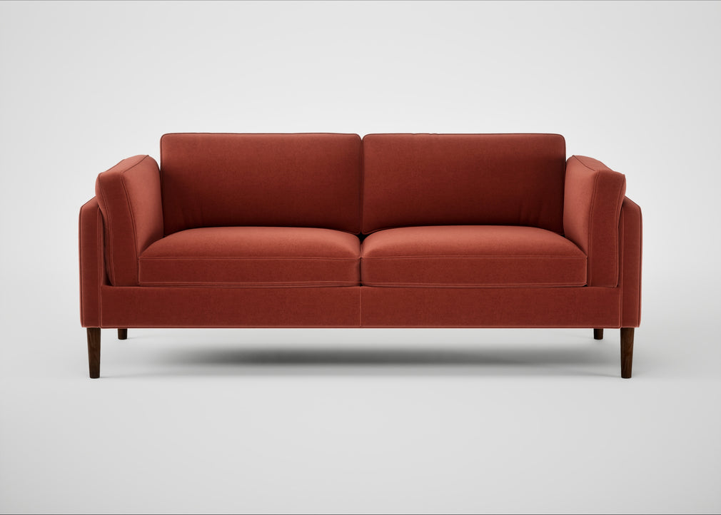 Sonno 3 Seater Sofa Nobilis Velvet Rust / Walnut