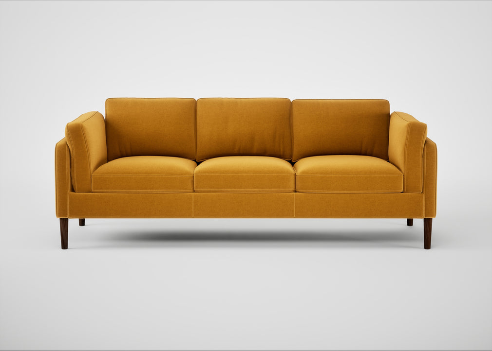 Sonno 4 Seater Sofa Nobilis Velvet Mustard / Walnut