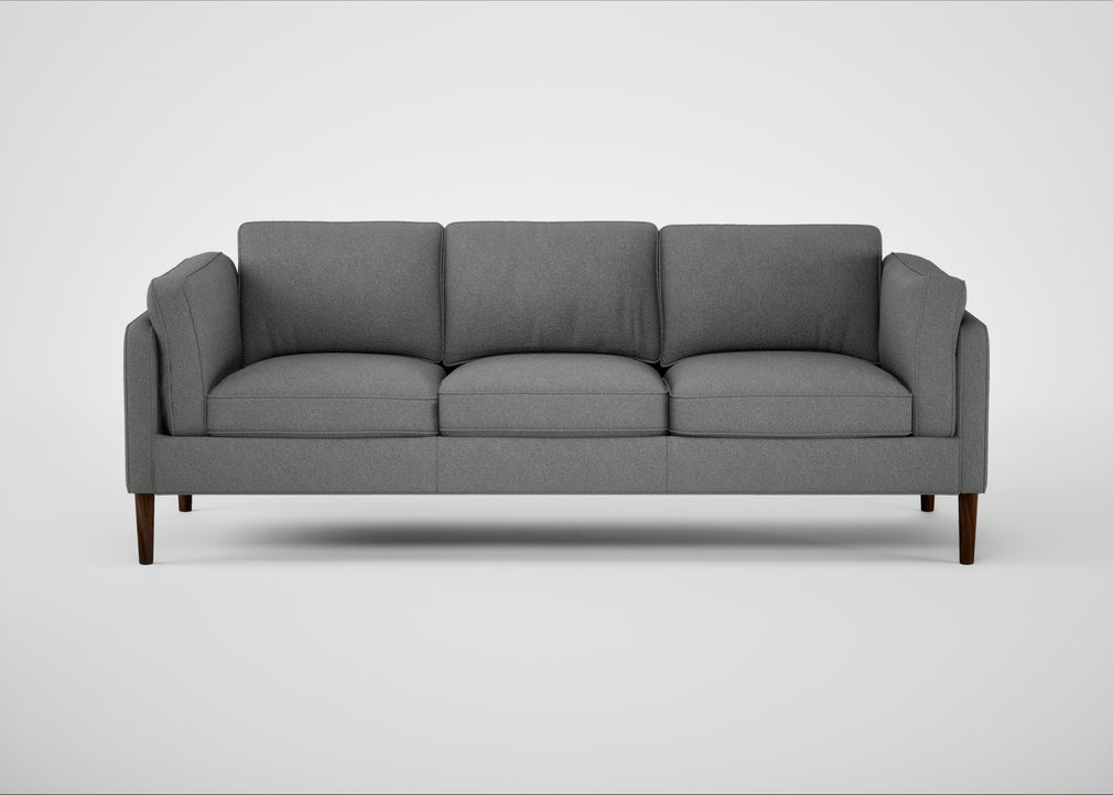 Sonno 4 Seater Sofa St Moritz Wool Light Grey / Walnut