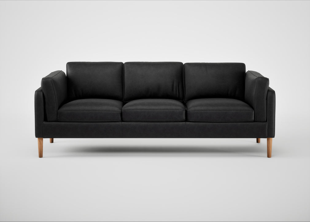 Sonno 4 Seater Sofa Leather Grain Graphite 063 / Natural