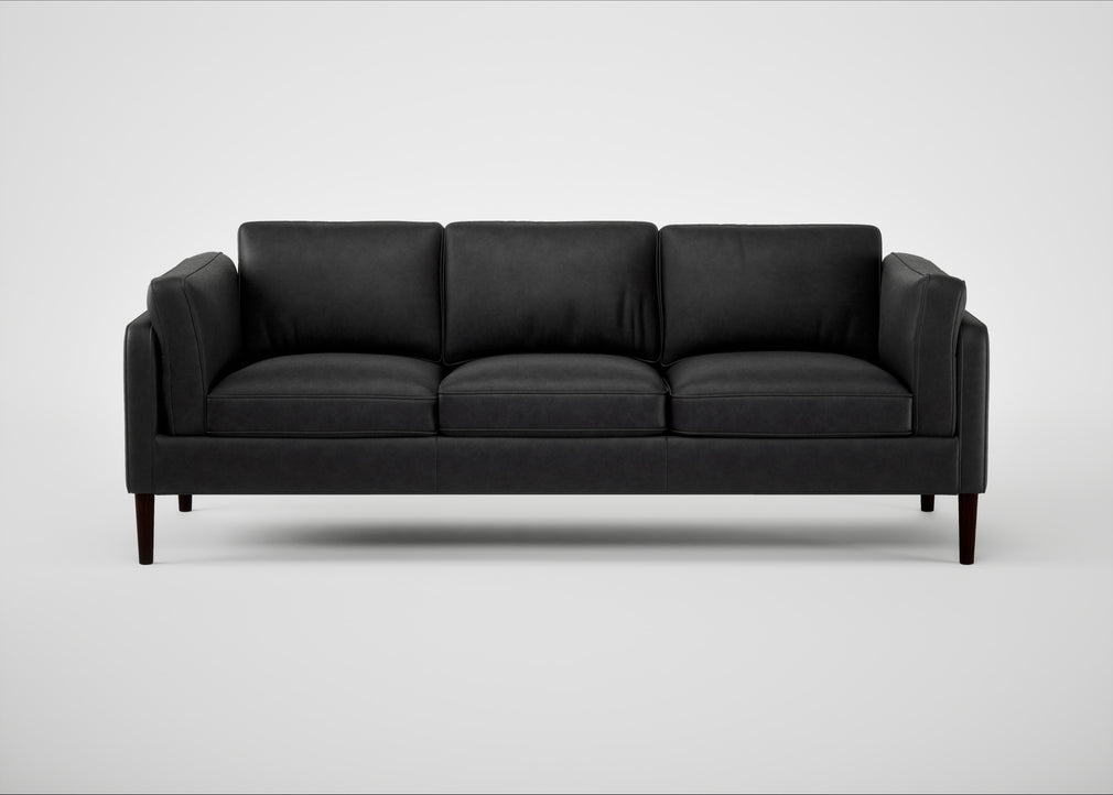 Sonno 4 Seater Sofa Leather Grain Graphite 063 / Wenge Black
