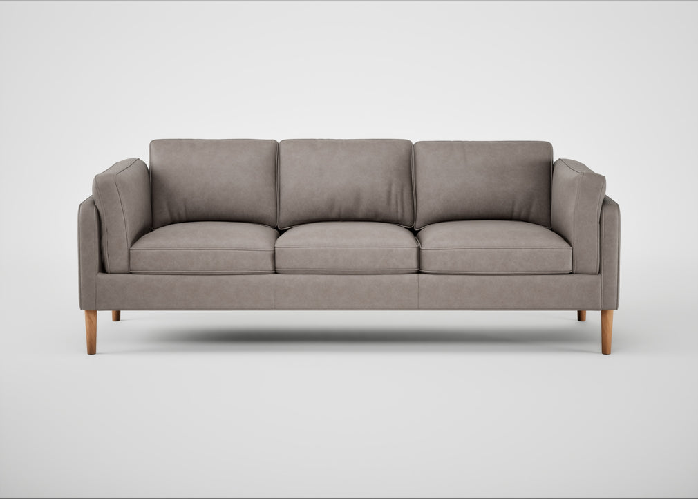 Sonno 4 Seater Sofa Leather Grain Light Grey 060 / Natural