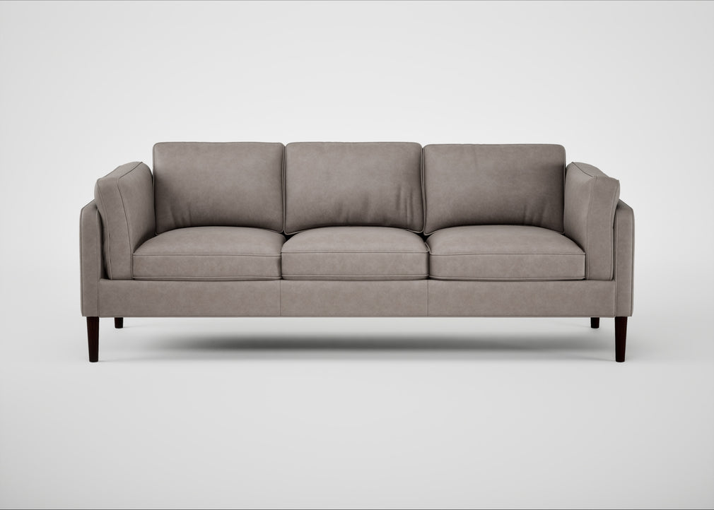 Sonno 4 Seater Sofa Leather Grain Light Grey 060 / Wenge Black