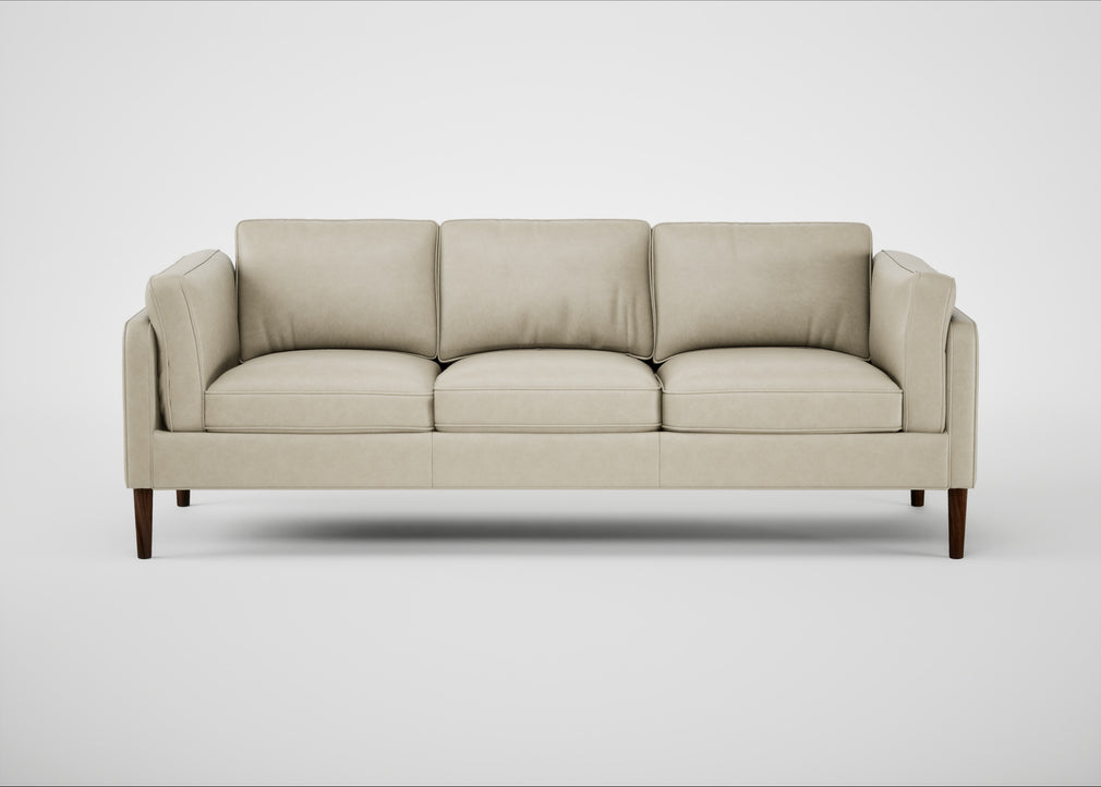 Sonno 4 Seater Sofa Leather Grain Storm 006 / Walnut