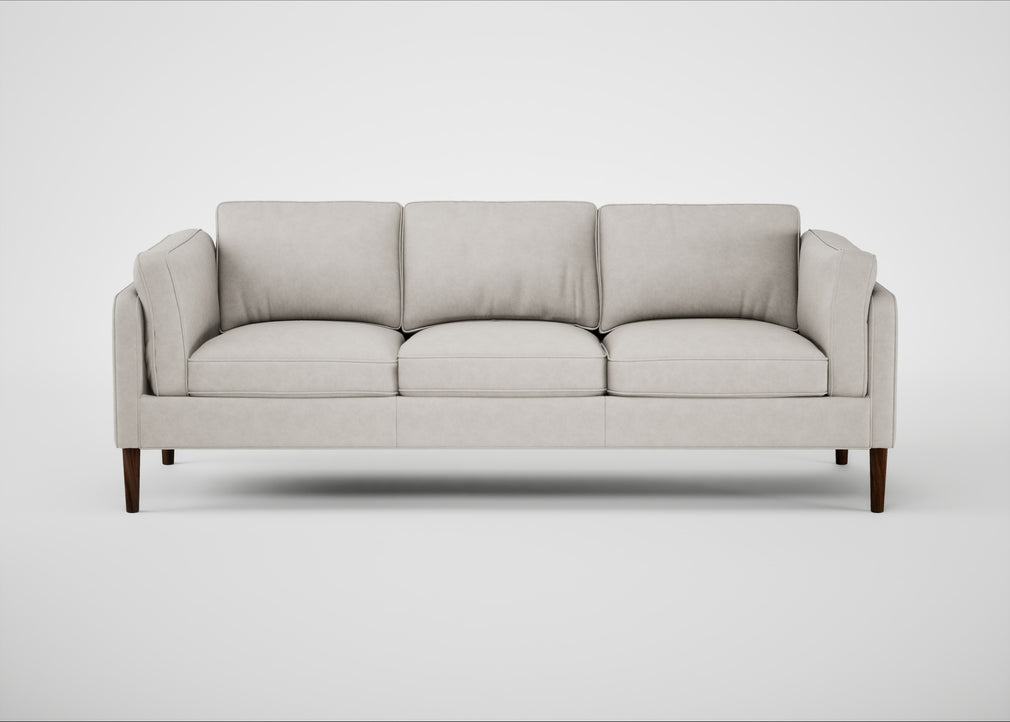 Sonno 4 Seater Sofa Leather Grain White 000 / Walnut