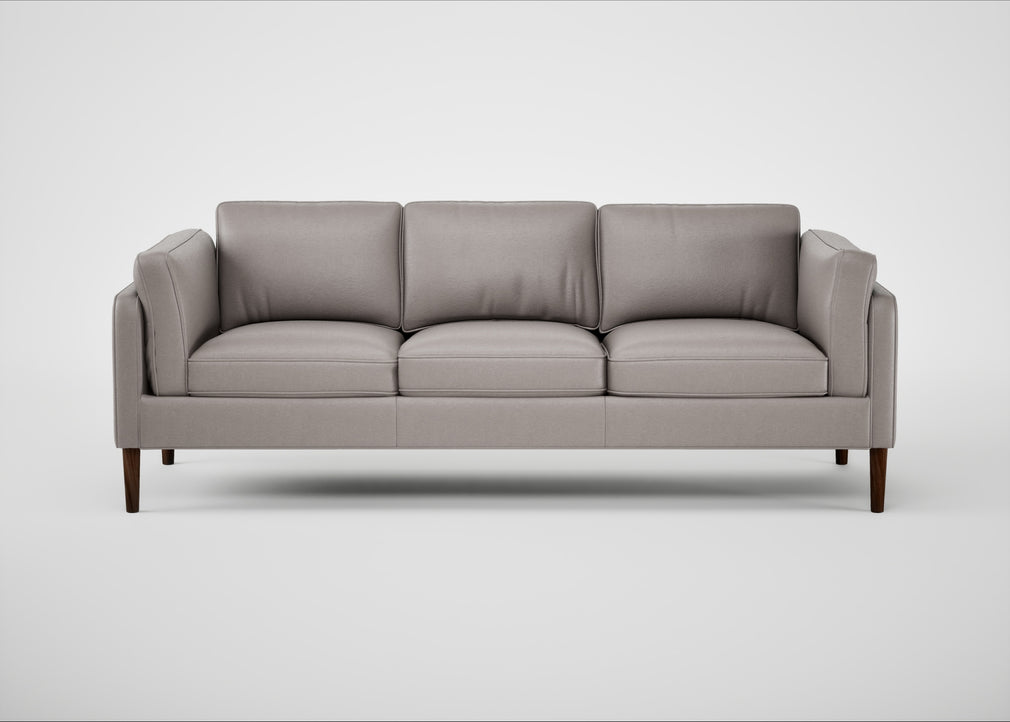 Sonno 4 Seater Sofa Daino Leather Elephant / Walnut