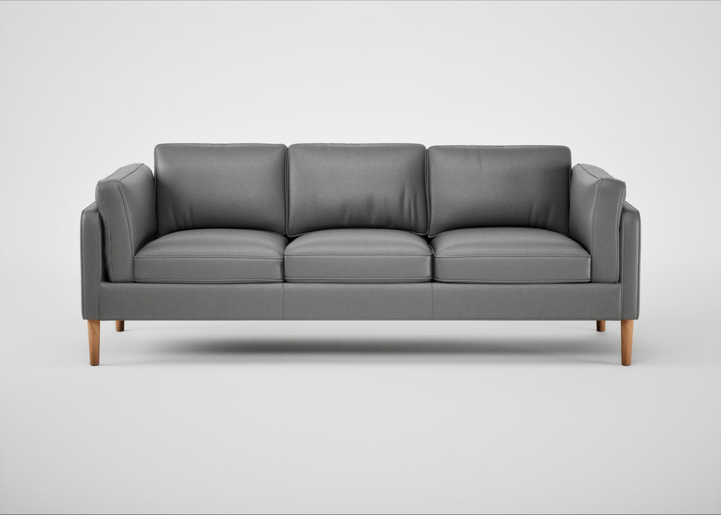 Sonno 4 Seater Sofa Daino Leather Steel / Natural