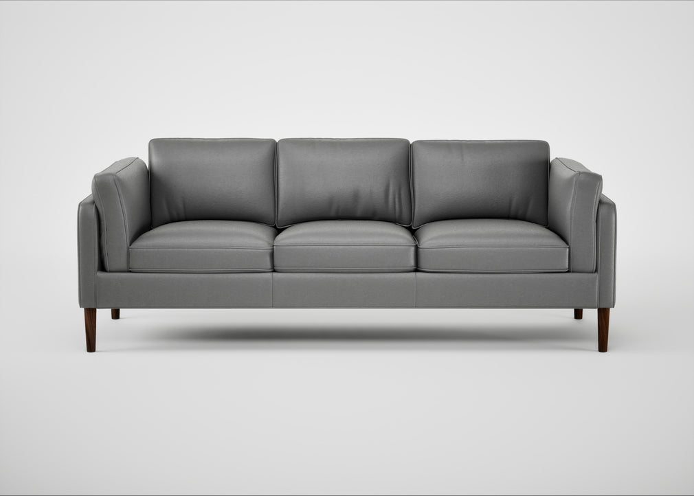 Sonno 4 Seater Sofa Daino Leather Steel / Walnut