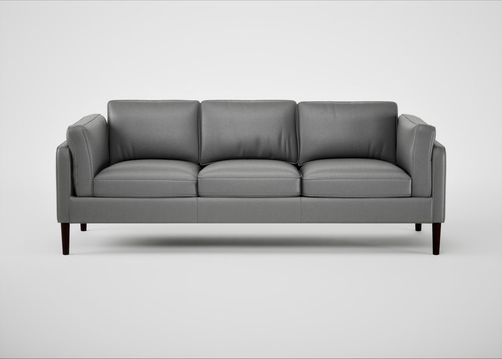 Sonno 4 Seater Sofa Daino Leather Steel / Wenge Black