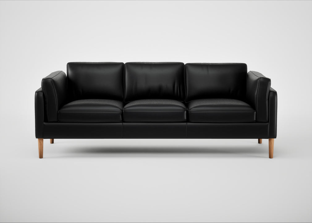 Sonno 4 Seater Sofa Leather Stonewash Black 263 / Natural