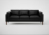 Sonno 4 Seater Sofa Leather Stonewash Black 263 / Walnut