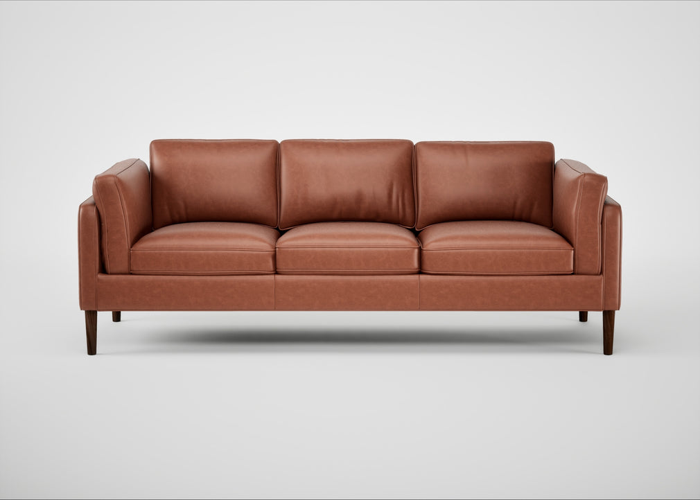 Sonno 4 Seater Sofa Leather Stonewash Light Brown 274 / Walnut