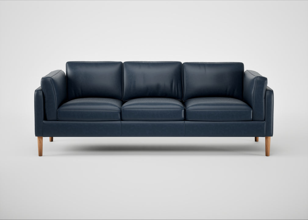 Sonno 4 Seater Sofa Leather Stonewash Navy Blue 279 / Natural
