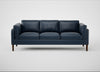 Sonno 4 Seater Sofa Leather Stonewash Navy Blue 279 / Walnut