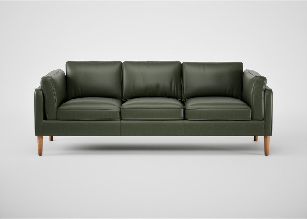 Sonno 4 Seater Sofa Leather Stonewash Vintage Green 278 / Natural