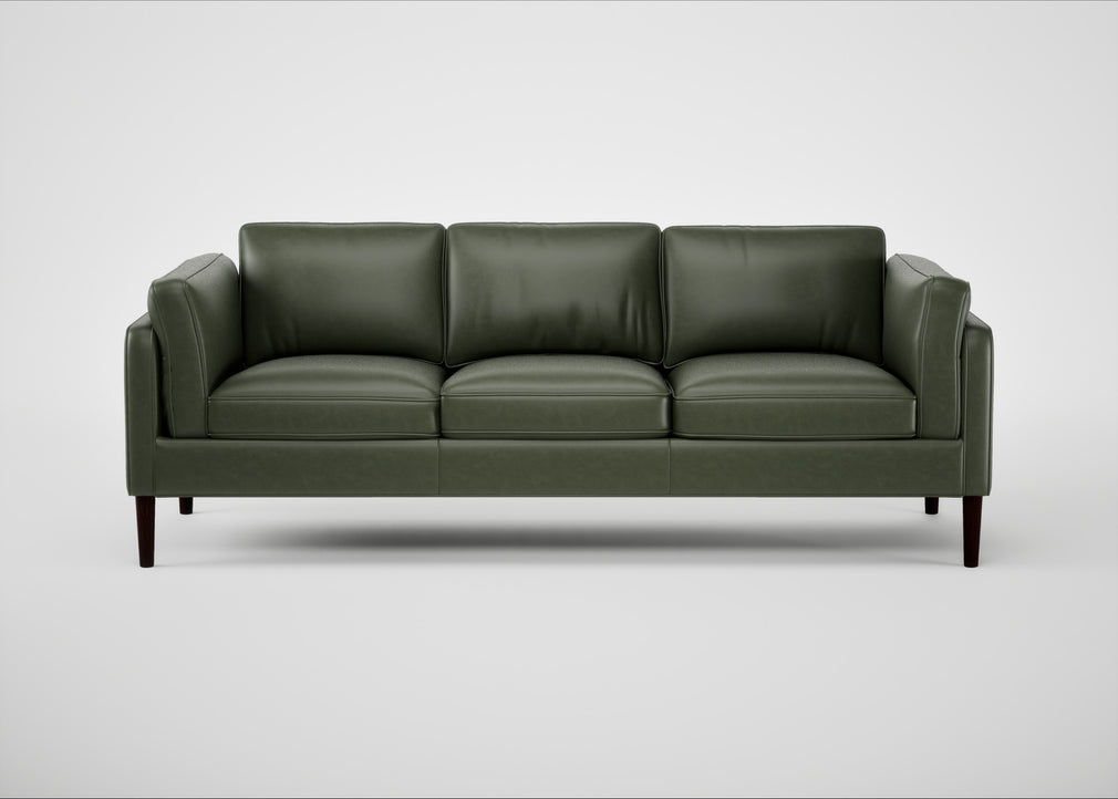 Sonno 4 Seater Sofa Leather Stonewash Vintage Green 278 / Wenge Black