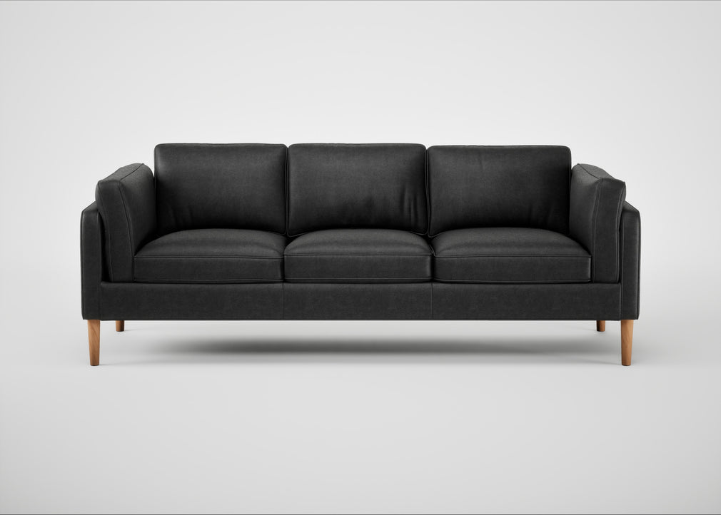 Sonno 4 Seater Sofa Linea Leather Black 622 / Natural