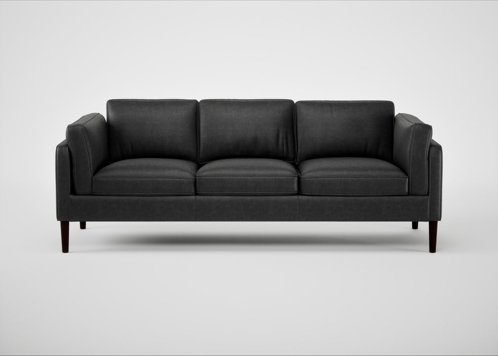 Sonno 4 Seater Sofa Linea Leather Black 622 / Wenge Black