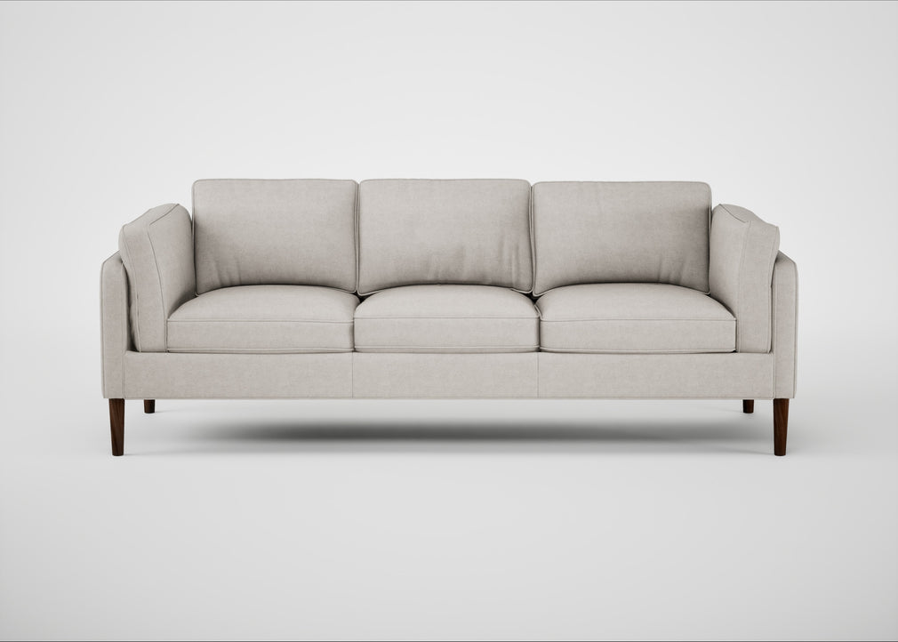 Sonno 4 Seater Sofa Linea Leather White 634 / Walnut