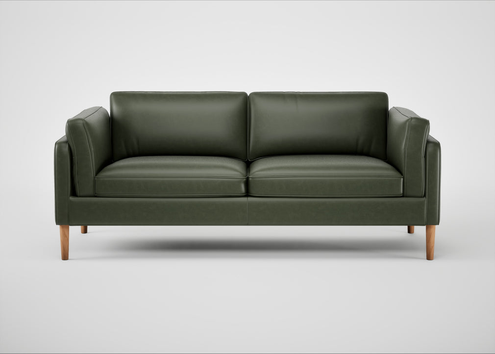 Sonno 3 Seater Sofa Leather Stonewash Vintage Green 278 / Natural