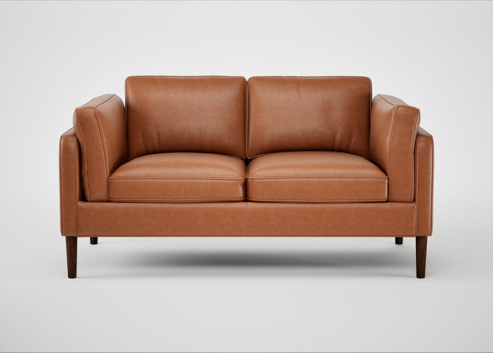 Sonno 2 Seater Sofa Linea Leather Brown 680 / Walnut