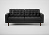 Hepburn 3 Seater Sofa Linea Leather Black 622 / Walnut