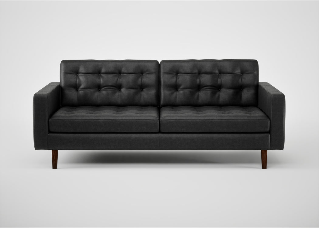 Hepburn 3 Seater Sofa Linea Leather Black 622 / Walnut