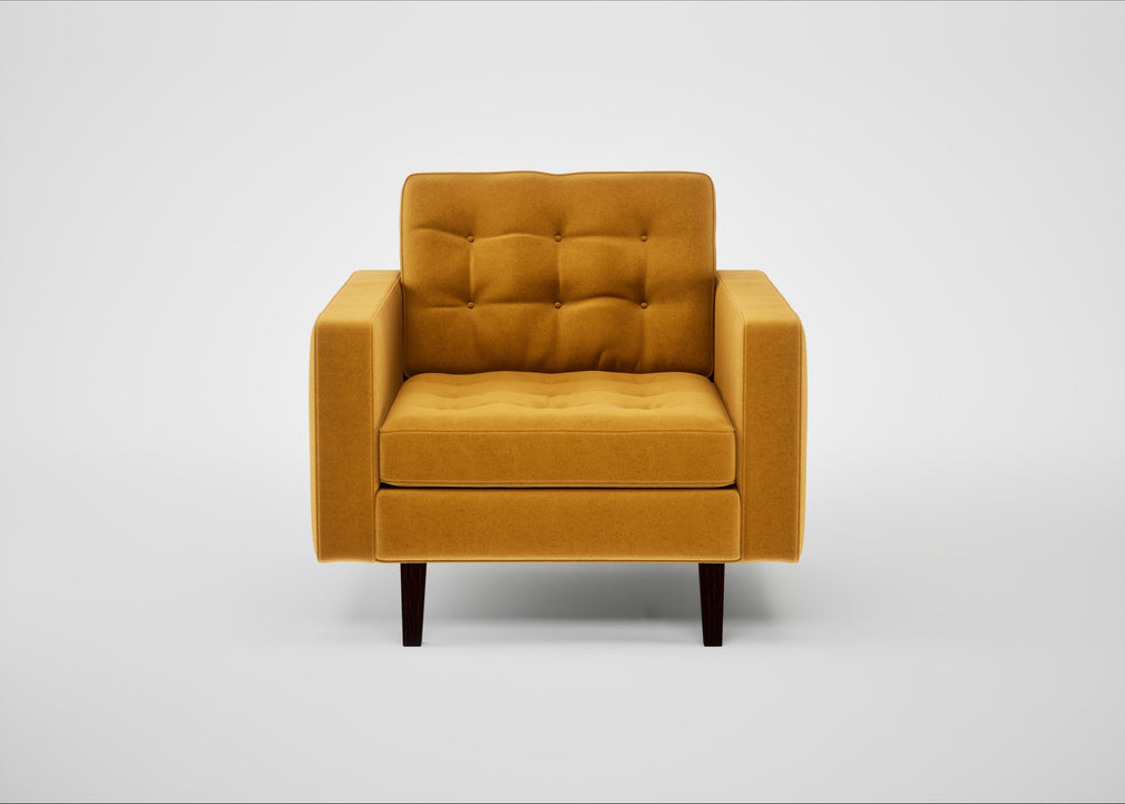 Hepburn Armchair Nobilis Velvet Mustard / Wenge Black