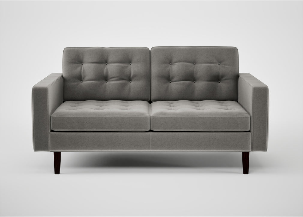 Hepburn 2 Seater Sofa Nobilis Velvet Dolphin / Wenge Black