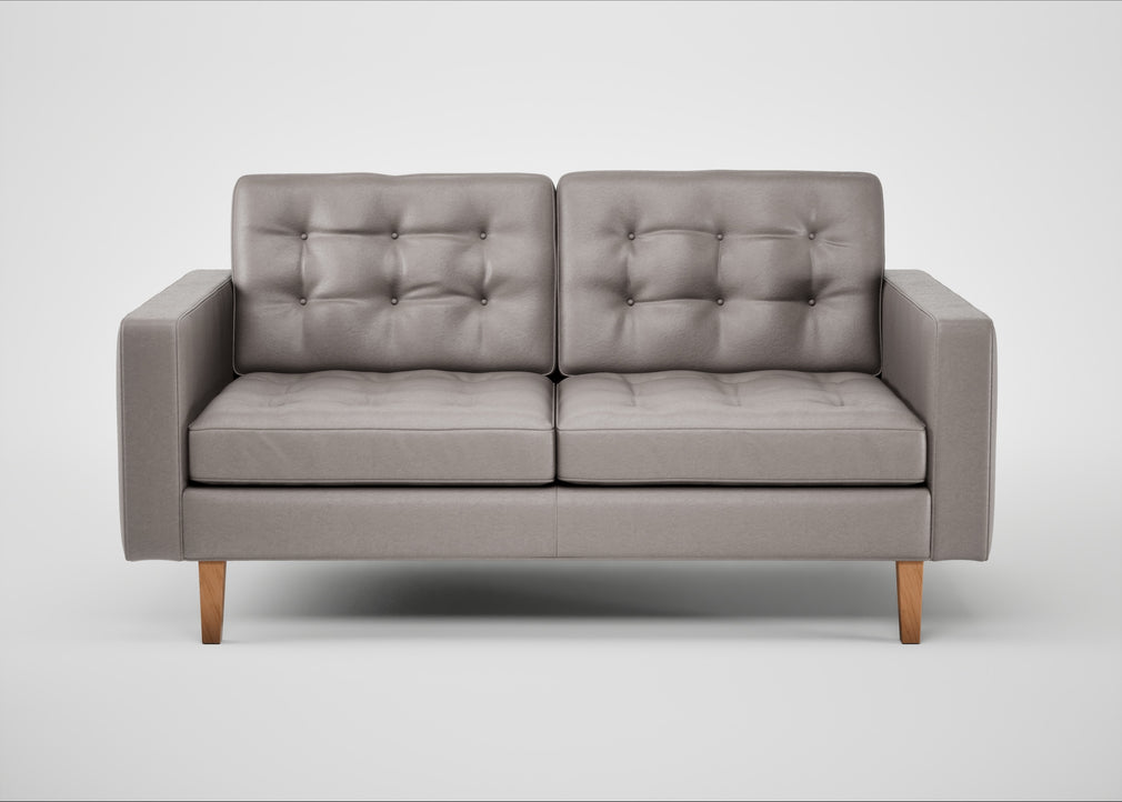 Hepburn 2 Seater Sofa Daino Leather Elephant / Natural