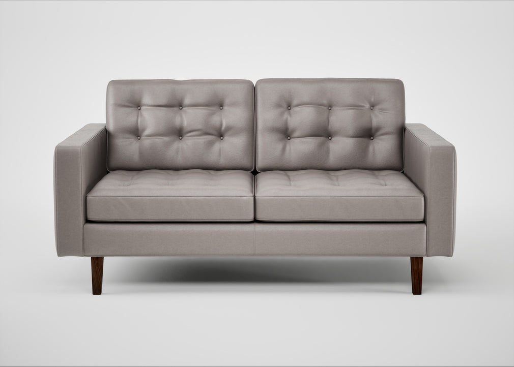 Hepburn 2 Seater Sofa Daino Leather Elephant / Walnut