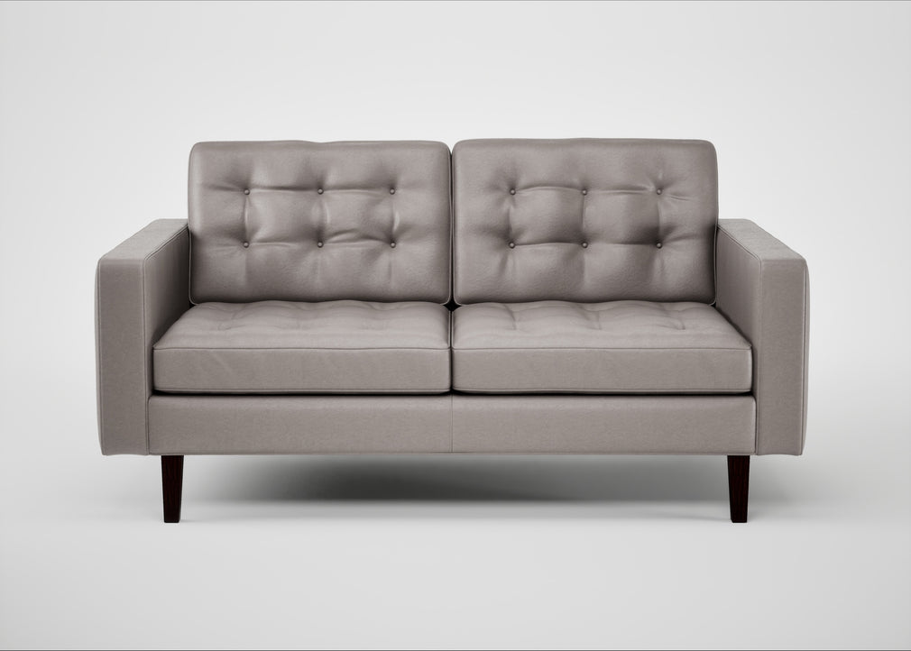 Hepburn 2 Seater Sofa Daino Leather Elephant / Wenge Black