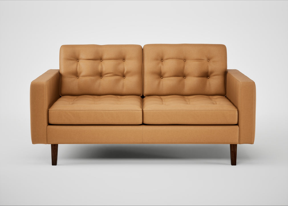 Hepburn 2 Seater Sofa Daino Leather Parchment / Walnut