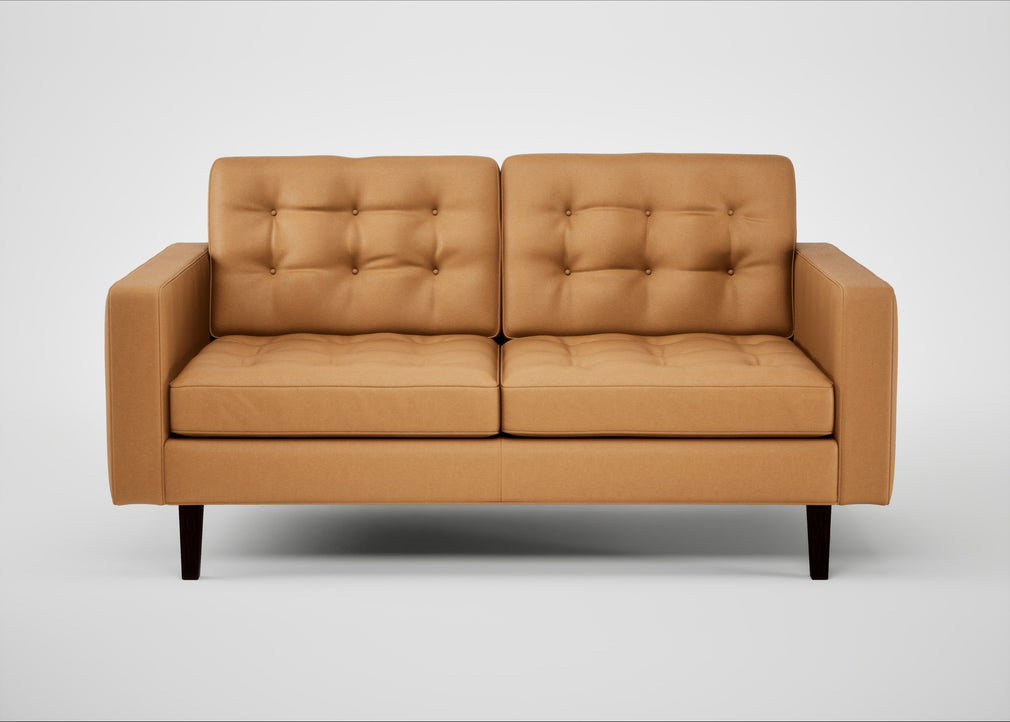 Hepburn 2 Seater Sofa Daino Leather Parchment / Wenge Black