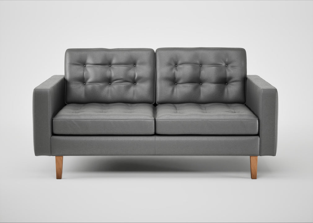 Hepburn 2 Seater Sofa Daino Leather Steel / Natural