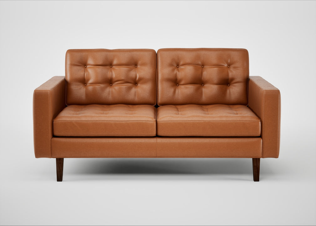 Hepburn 2 Seater Sofa Daino Leather Treacle / Walnut