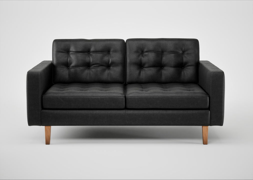 Hepburn 2 Seater Sofa Linea Leather Black 622 / Natural
