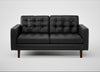 Hepburn 2 Seater Sofa Linea Leather Black 622 / Walnut