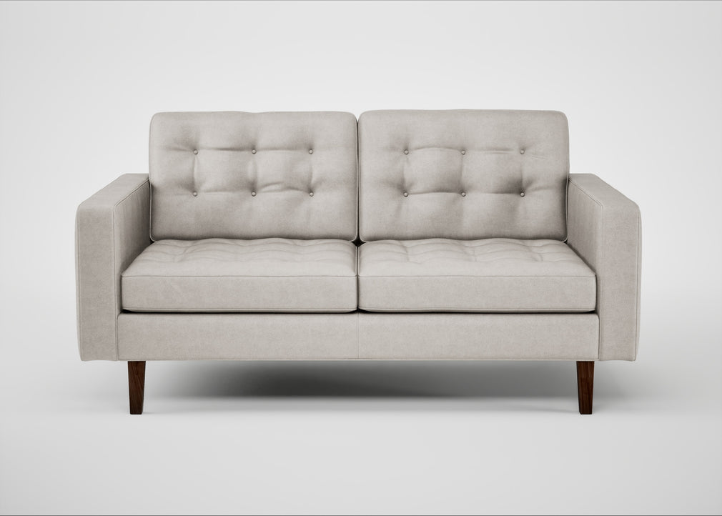 Hepburn 2 Seater Sofa Linea Leather White 634 / Walnut