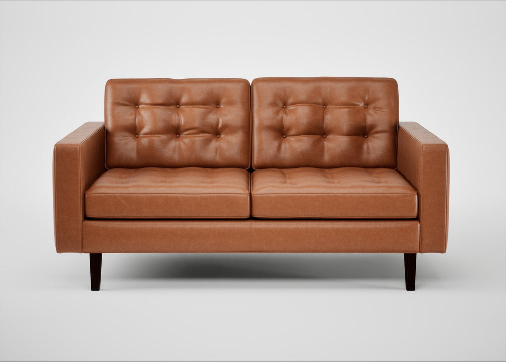 Hepburn 2 Seater Sofa Linea Leather Brown 680 / Wenge Black