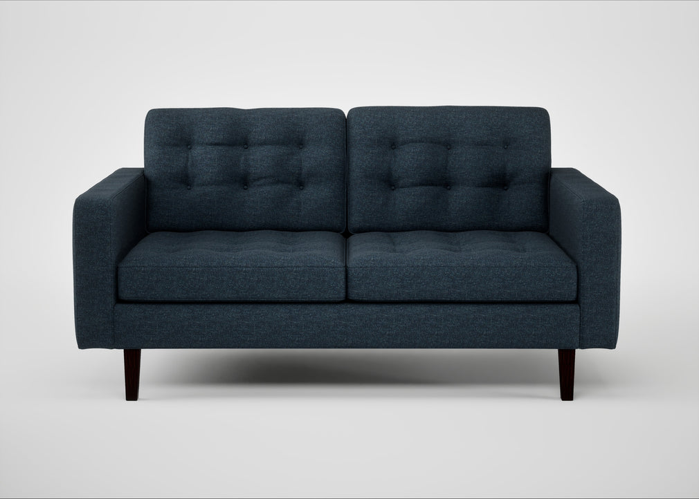 Hepburn 2 Seater Sofa Siena Cotton Deep Sea / Wenge Black