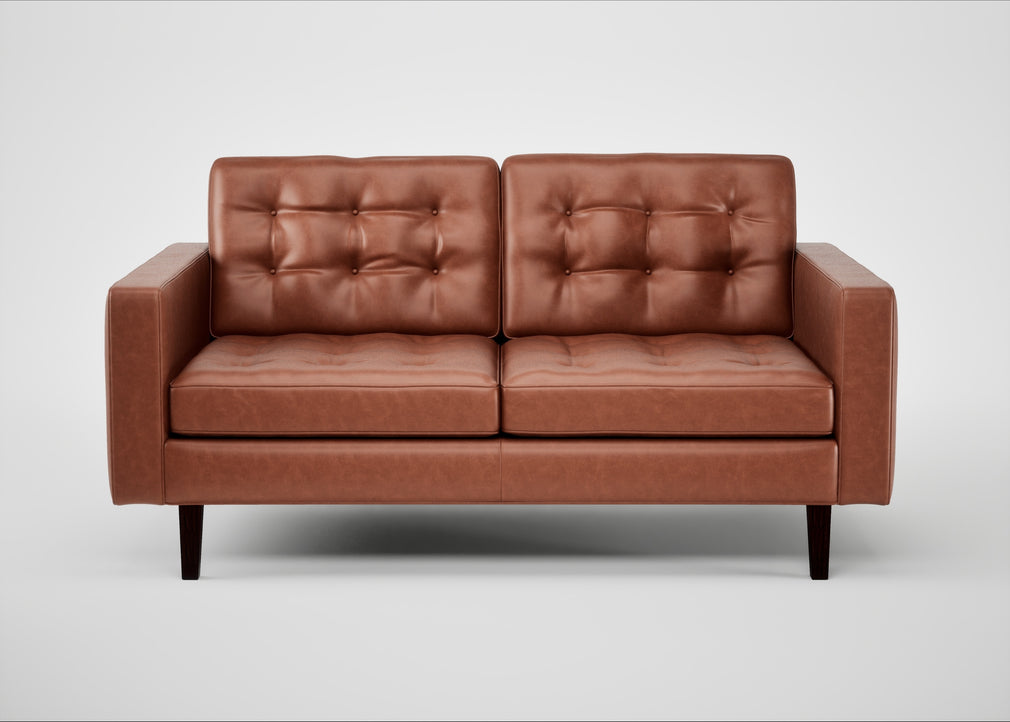 Hepburn 2 Seater Sofa Leather Stonewash Light Brown 274 / Walnut