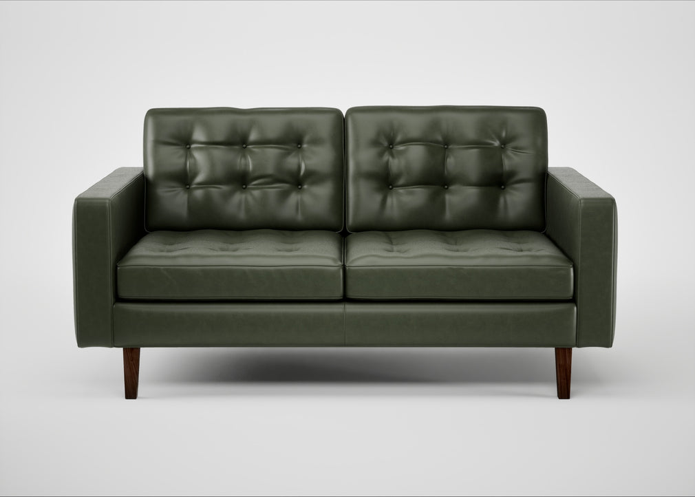Hepburn 2 Seater Sofa Leather Stonewash Vintage Green 278 / Natural