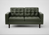 Hepburn 2 Seater Sofa Leather Stonewash Vintage Green 278 / Walnut