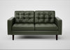 Hepburn 2 Seater Sofa Leather Stonewash Vintage Green 278 / Wenge Black