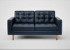 Hepburn 2 Seater Sofa Leather Stonewash Navy Blue 279 / Walnut