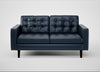 Hepburn 2 Seater Sofa Leather Stonewash Navy Blue 279 / Wenge Black