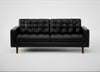 Hepburn 3 Seater Sofa Leather Stonewash Black 263 / Walnut