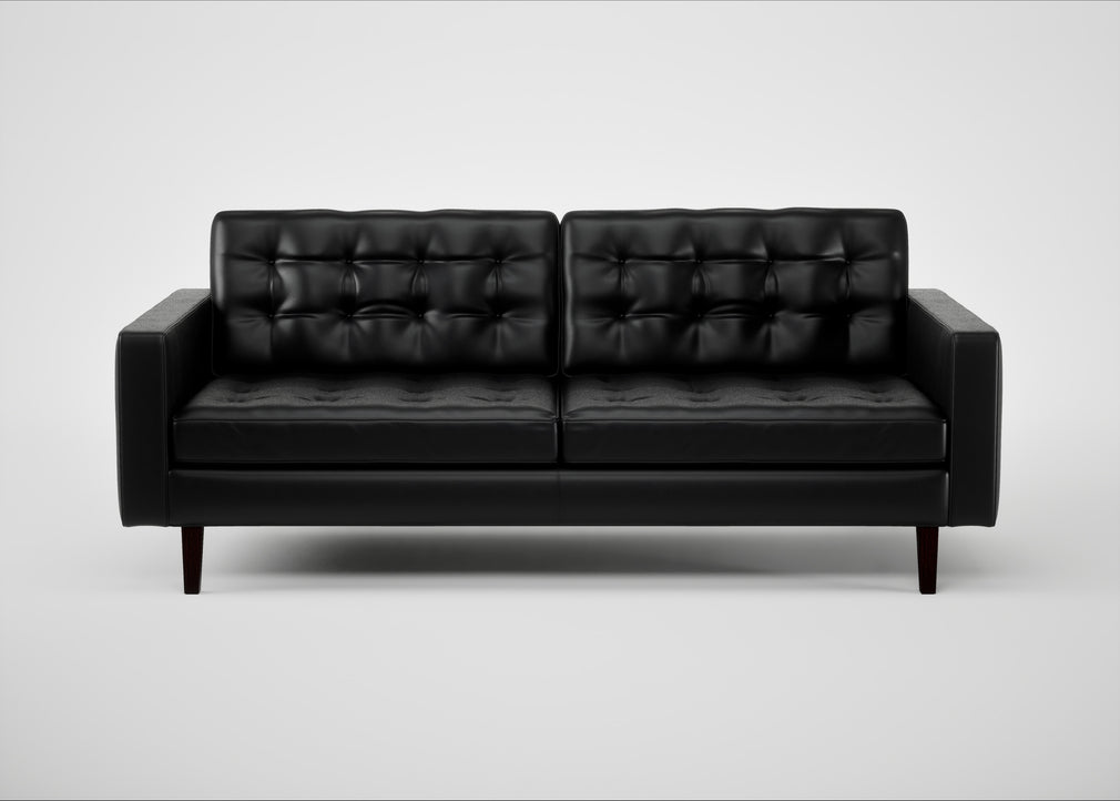Hepburn 3 Seater Sofa Leather Stonewash Black 263 / Wenge
